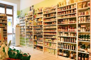 Full shelves of organic goodies at Eko Logiczne in Krakow