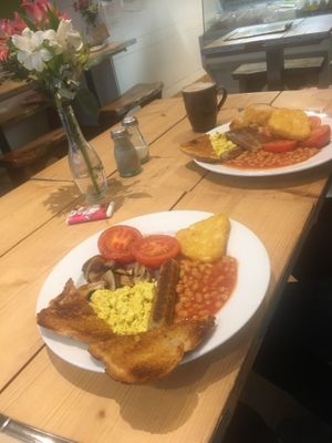 Mini breakfast near, Full English in the background at Green Kitchen in Brighton