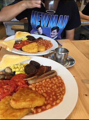 vegan cooked breakfast with VEGAN black pudding!!  at Green Kitchen in Brighton