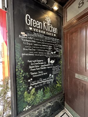 Outside menu  at Green Kitchen in Brighton