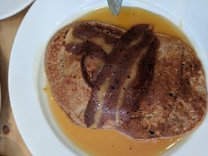 Pancakes with Maple and bacon at Green Kitchen in Brighton