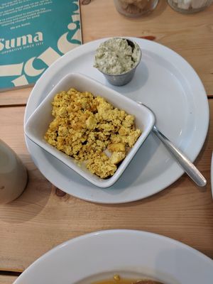 Side of scramble tofu at Green Kitchen in Brighton