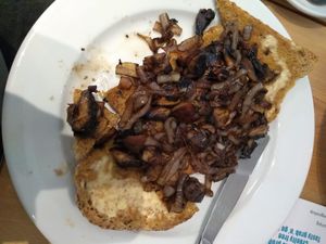 Mushrooms and shallots at Green Kitchen in Brighton