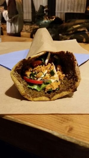 Roll yummy w/hummus +spicy :) at Feyrouz in Athens