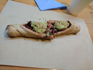 Acrobatic pie, fresh from the oven at Feyrouz in Athens