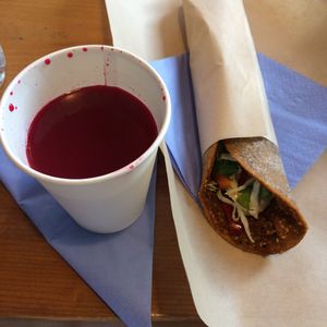 Awesome beet soup! at Feyrouz in Athens