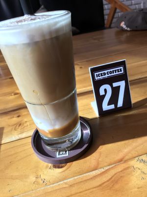 Caramel soy latte. Couldn’t get a definitive on if the caramel was vegan so I went for a plain boring soy latte.  at Iced Coffee in Nha Trang