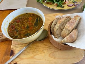 Lentil soup (vegan) 💪🏻  at Earth Shop and Cafe in Carvoeiro