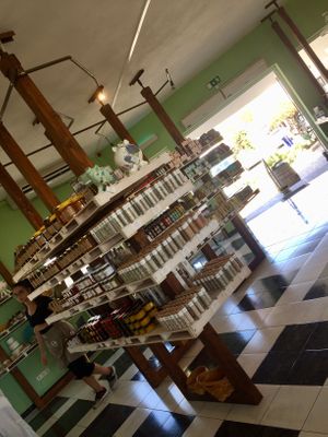 Jams, spices, salts, wines... at Earth Shop and Cafe in Carvoeiro