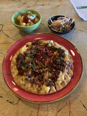 Keema flatbread and patas bravas   at Quinto Lounge in Sutton Coldfield