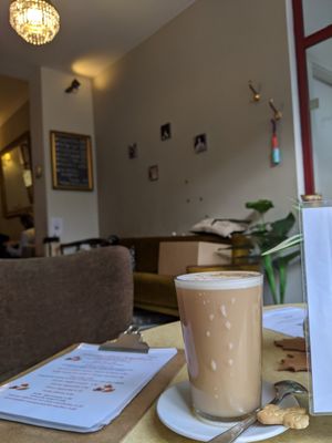 Inside and chai latte at Milou in Aachen