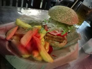 Balines deluxe burger at Single Fin in Fuerteventura