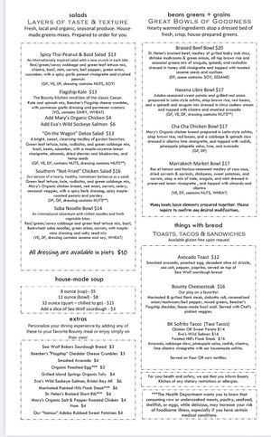 Menu 7/22/2023 at Bounty Kitchen - East Queen Anne in Seattle