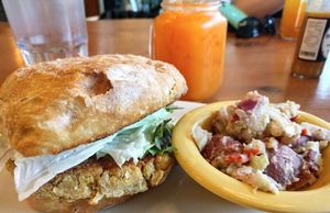 Veggie Burger with Potato Salad at Bounty Kitchen - East Queen Anne in Seattle