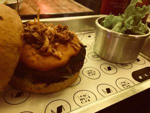 Mushroom and Pea Burger  at Mooo in Recife