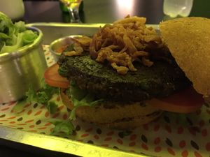 Mushroom and Pea Burger at Mooo in Recife
