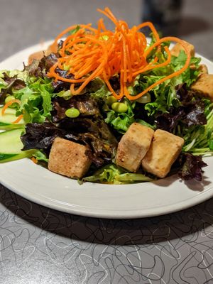 Crispy tofu salad with house made pickled onions at Pickle Jar Kitchen in Falmouth