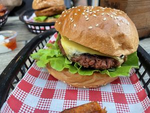Vegan flagship burger   at The Hold in Manly