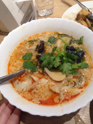 Tom yum soup  at Koko Thai & Vegetarian Cuisine in Bangkok