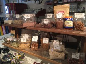 You can stock up on organic dried nuts, glutenfree baking mix and much more... at Cafe Samt in Enkoeping