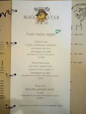 menu at Black Star in San Dona Di Piave