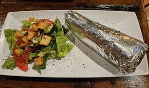 Falafel sandwich with fatouch salad at Olea Mediterranean Kitchen in Swansboro