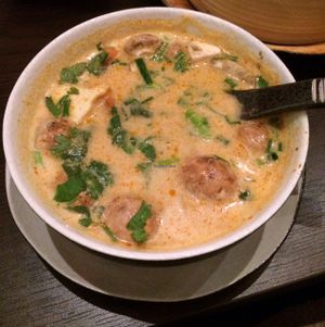 coconut mushroom tofu soup at Hum Vegan Cuisine in Berlin