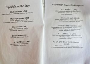 Menu page at Hum Vegan Cuisine at Hum Vegan Cuisine in Berlin