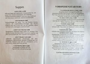 Menu page at Hum Vegan Cuisine at Hum Vegan Cuisine in Berlin