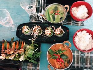 Red & green curry, summer rolls & grilled vegetables at Tai Boh in Tallinn