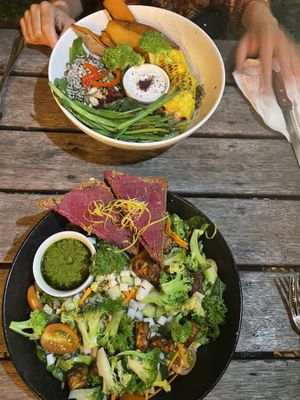 Protein bowl (upper) and super food salad (under)  at The Shady Shack in Canggu