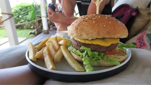 vegan cheese burger  at The Shady Shack in Canggu