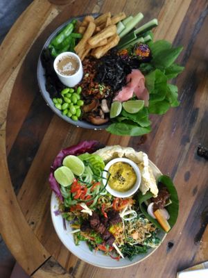 Nori bowl, and vegan nasi goreng (below) at The Shady Shack in Canggu