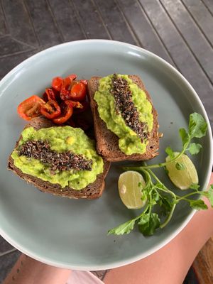 avo toast on gf (upon request) at The Shady Shack in Canggu