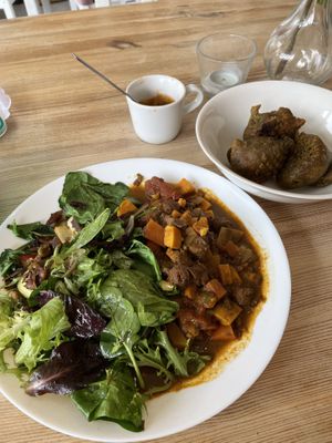 Stir fry vegs + soya chunks / Spinach dumplings   at Zionly Manna in South East London