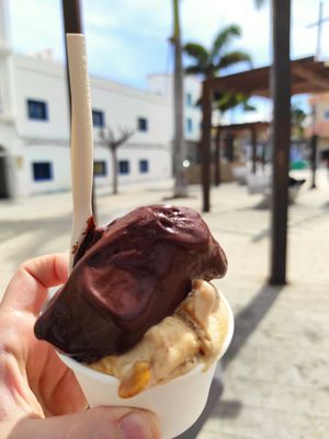 Chocolate Rum and Salted Catan Peanut at Heladeria La Nativa in Fuerteventura