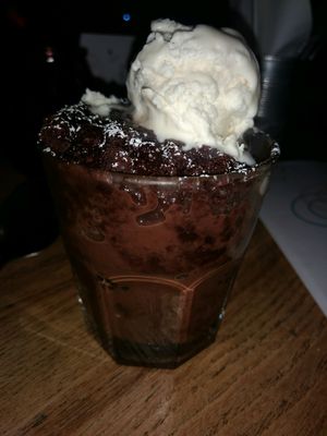 heart attack coning. yum chocolate brownie bowl. at The Deaf Institute Bar and Kitchen in Manchester