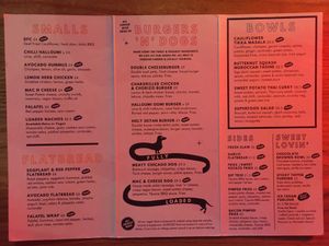 weekday / saturday menu at The Deaf Institute Bar and Kitchen in Manchester