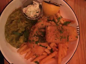 Vegan Fish & Chips at The Deaf Institute Bar and Kitchen in Manchester