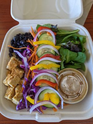 Vegan salad with tempeh at Country Organics in Redding