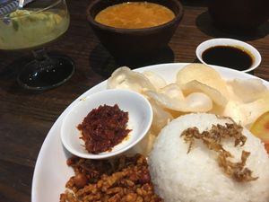 Indonesian food and affogato with matcha ice cream at LN Fortunate Coffee - Duta Mas in Jakarta