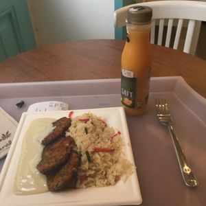 linseed fritters with tartar sauce and rice at Great Bistro in Budapest