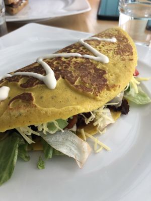 Chickpea omelette- very little flavor  at Great Bistro in Budapest