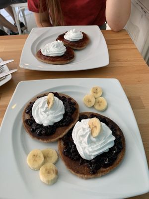 blueberry pancakes with banana at Great Bistro in Budapest