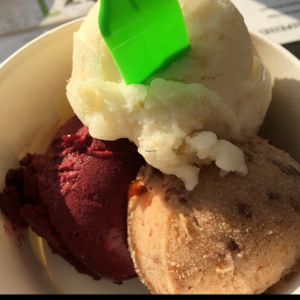 three colour ice 'cream' cup at Kontor Eismanufaktur in Greifswald