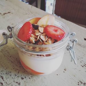 soy yogurt with fresh fruit and granola at Bar Lento in Rimini