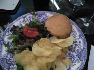 Eggplant burger with vegan cheese at O Xexexe in Costa Da Caparica