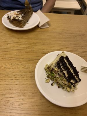 Pistachio cake and cake of the day  at O Xexexe in Costa Da Caparica