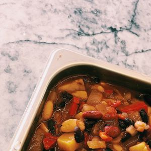 Three Bean Chilli “vegan” at O Xexexe in Costa Da Caparica