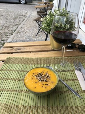 Soup of the day! Color up your dish. at O Xexexe in Costa Da Caparica